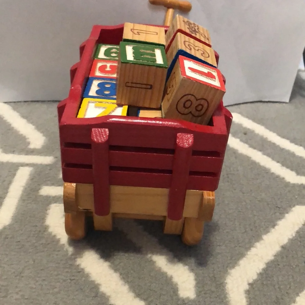 Vintage Wooden Wagon with Blocks